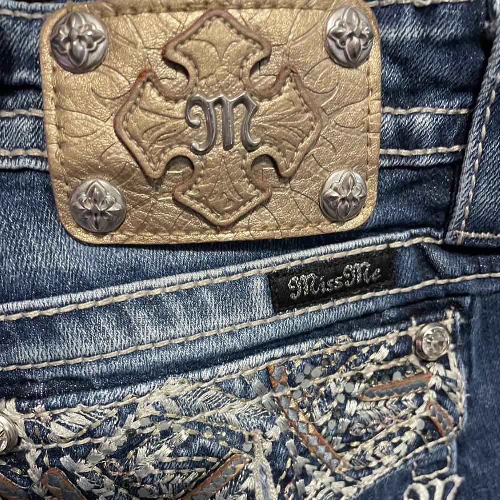 MISS ME Jeans Sz 28 Low Rise Embellished Pockets boyfriend ankle
